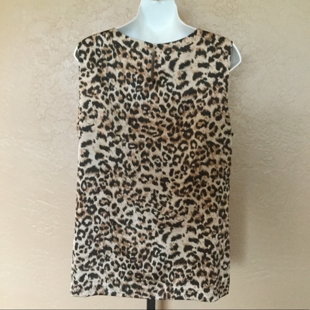 Calvin Klein Silky Leopard Print Shirt L Tank EUC - Picture 3 of 5